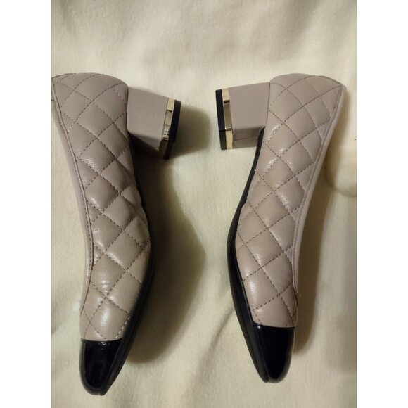 Isaac Mizrahi Live Wedge Heel Womens 7.5M Brown Leather Black Gold Trim - Picture 14 of 16